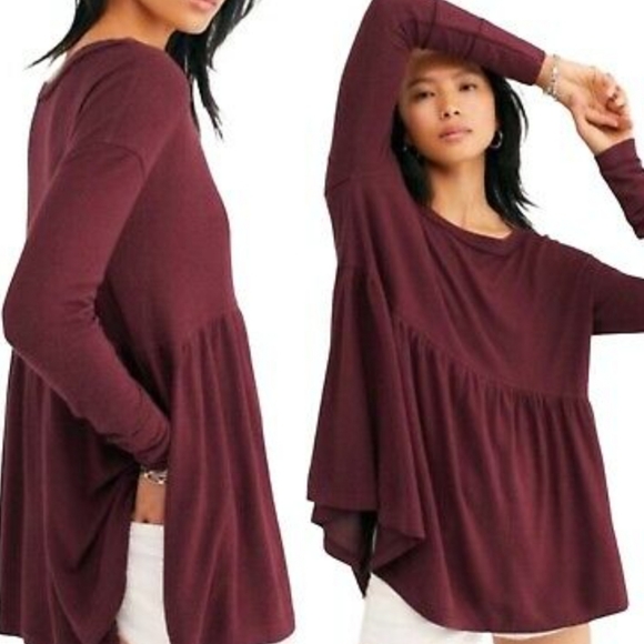 ❤️ FREE PEOPLE FOREVER YOUR GIRLFRIEND GARNET EMPRESS TOP, LARGE